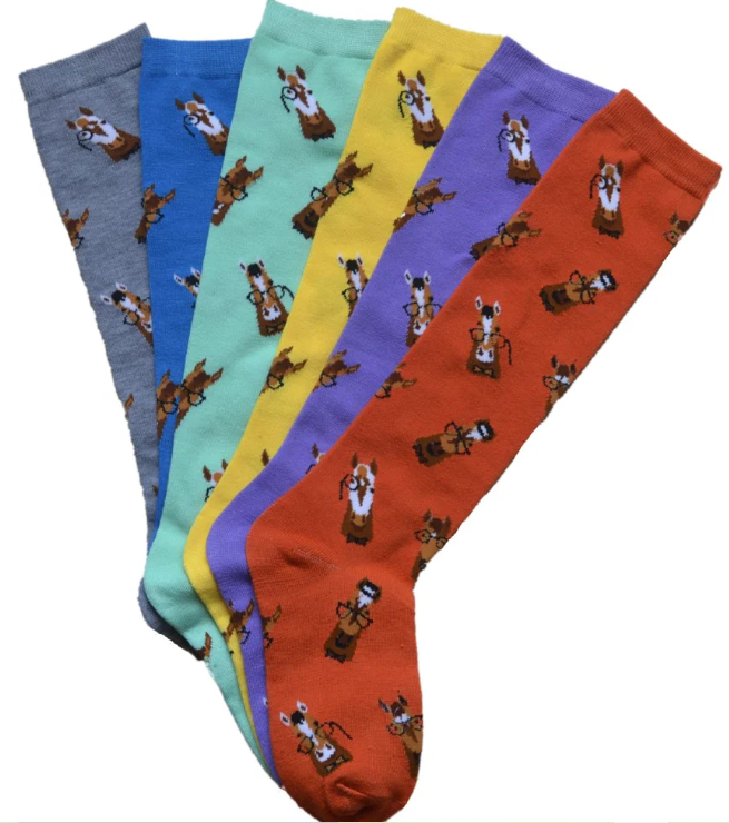 AWST Int'l Ladies Knee Socks Horses with Spectacles (Multiple Colors Available)