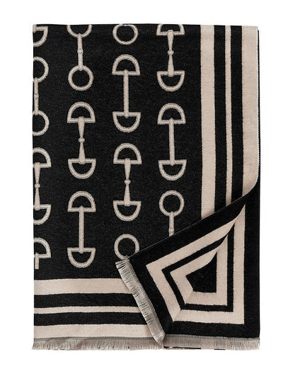 AWST Int'l Cashmere Black Snaffle Bit Shawl
