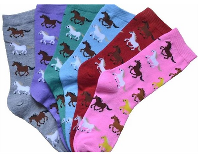 AWST Int'l Ladies Running Ponies Crew Socks (Multiple Colors Available)