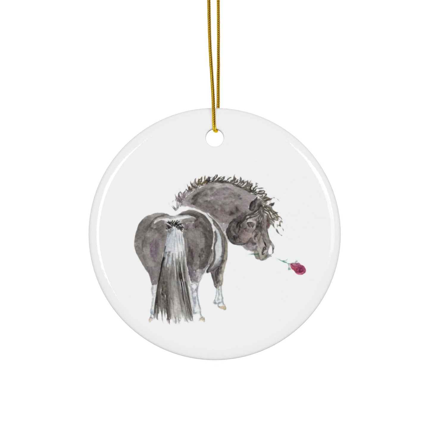 Adorable Chubby Ponies Holiday Ornament: Adorable Little Punk Rock- Grey pony Rainbow Mohawk