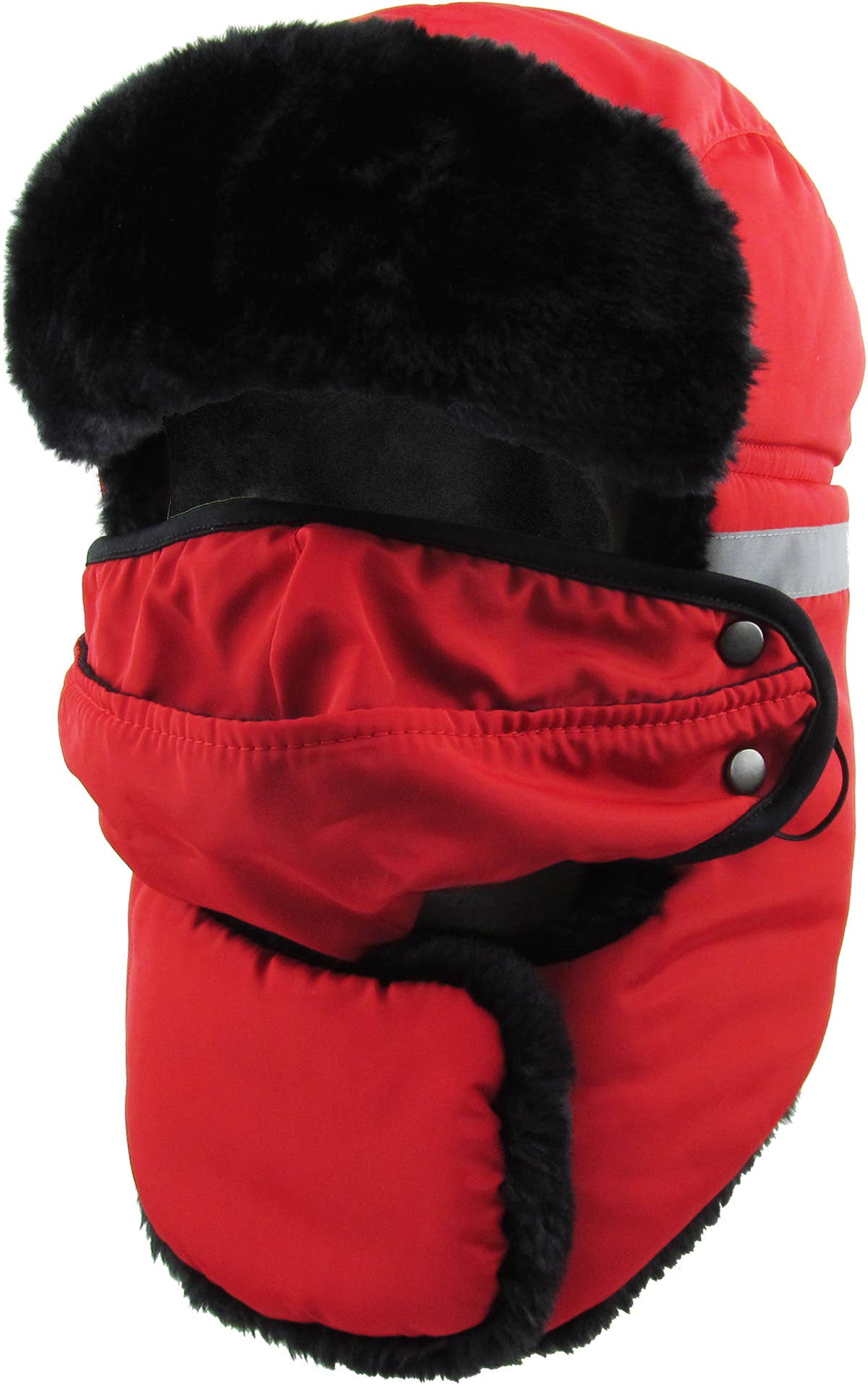 Reflective Strip Trapper With Mask & Neck Wamer: RED