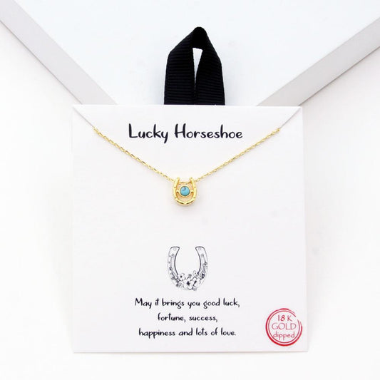 18K GOLD RHODIUM DIPPED LUCKY HORSESHOE NECKLACE