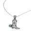 Turquoise Stone Accent Western Cowboy Boot Pendant Necklace