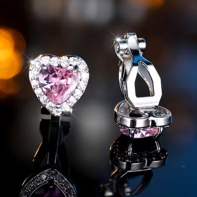 Pink Heart Clip On Earrings