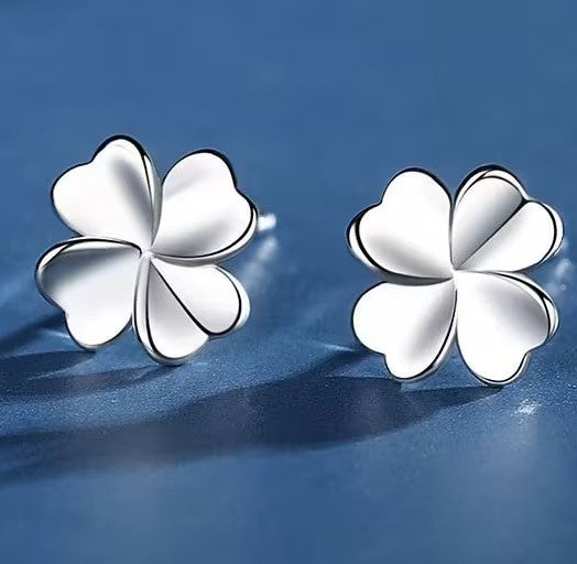 Silver Clover Stud Earrings