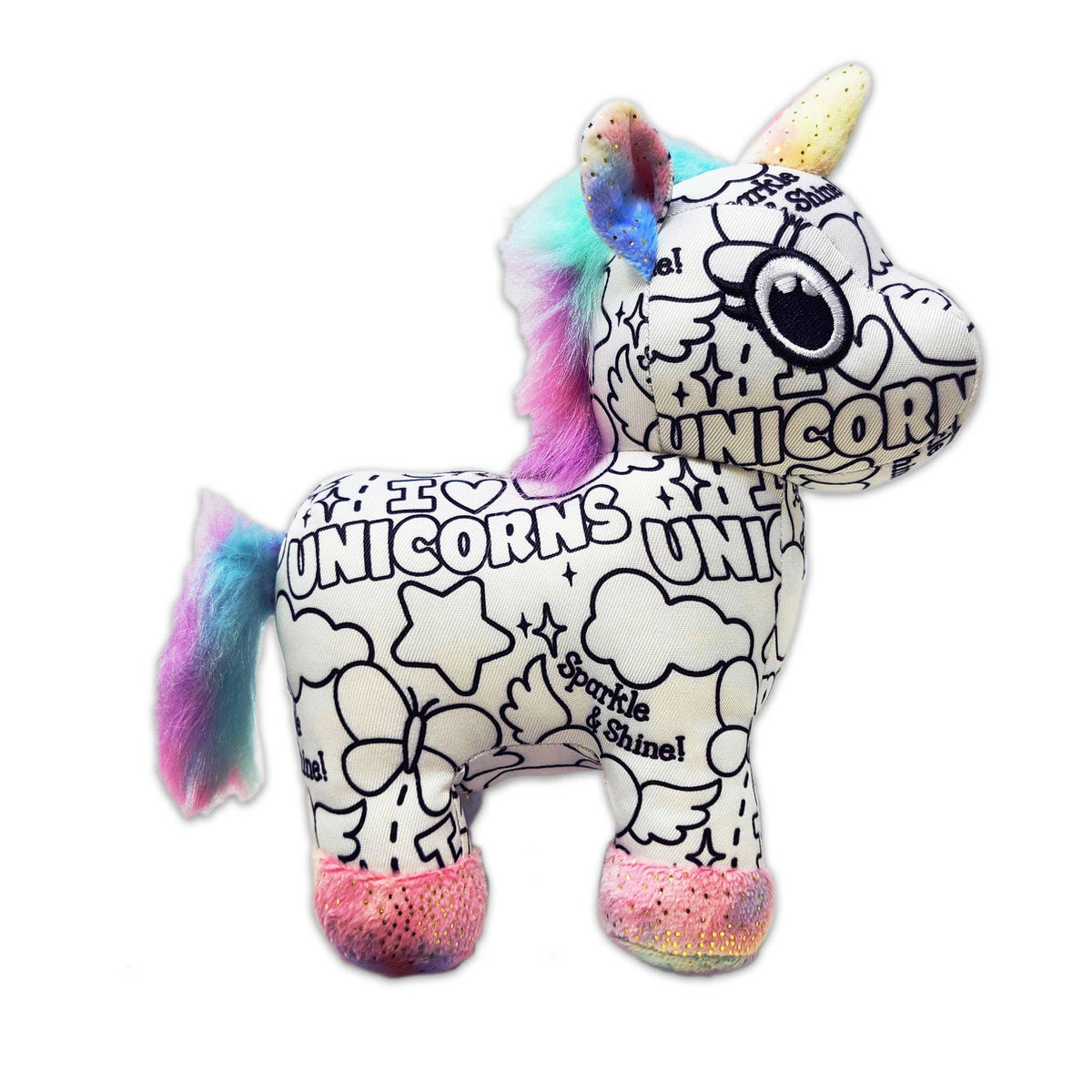 8.5" Unicorn • Color Me Plush™ • Washable Plush