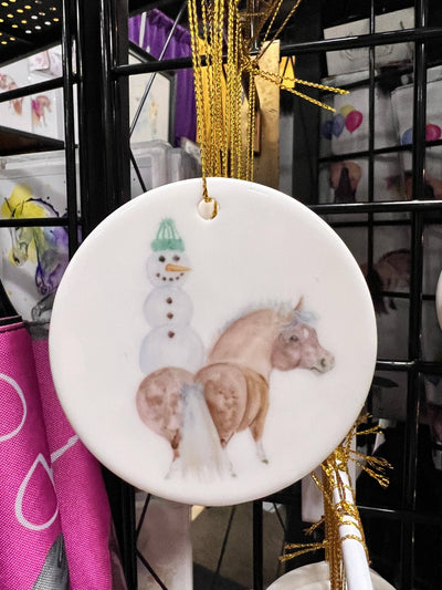 Adorable Chubby Ponies Holiday Ornament: Adorable Little Snowman