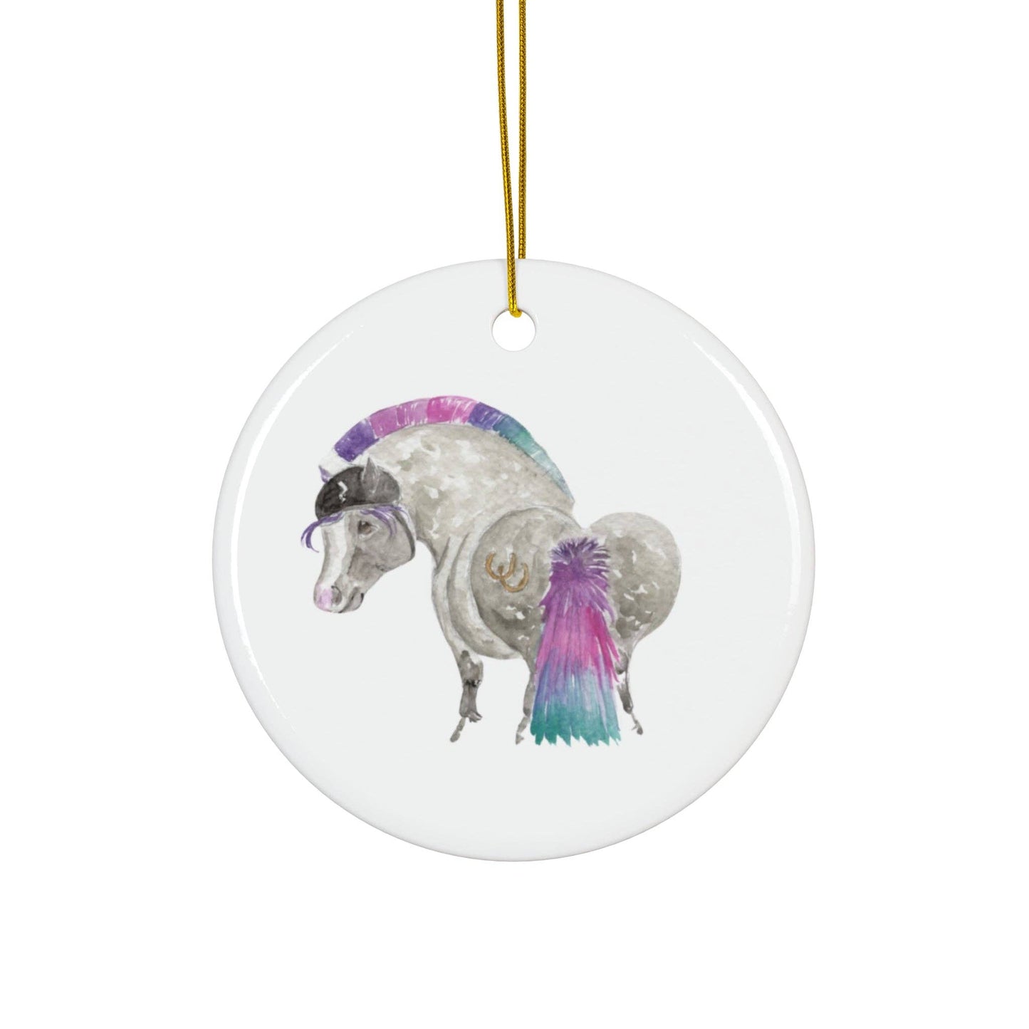 Adorable Chubby Ponies Holiday Ornament: Adorable Little Derby - Chestnut Pony with Derby Hat