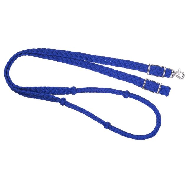 Tough 1 - Deluxe Knotted Cord Roping Reins With Snap (Multiple Colors Available)