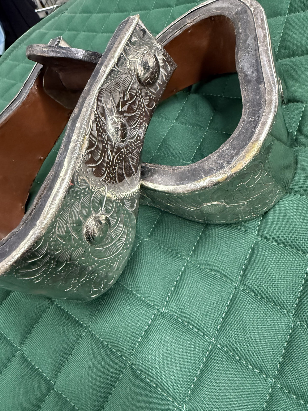 Vintage Engraved Western Show Stirrups (Diablo Style/Monel)