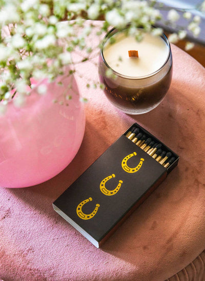 Black Oversized Horseshoe Matches with Gold Foil: Black