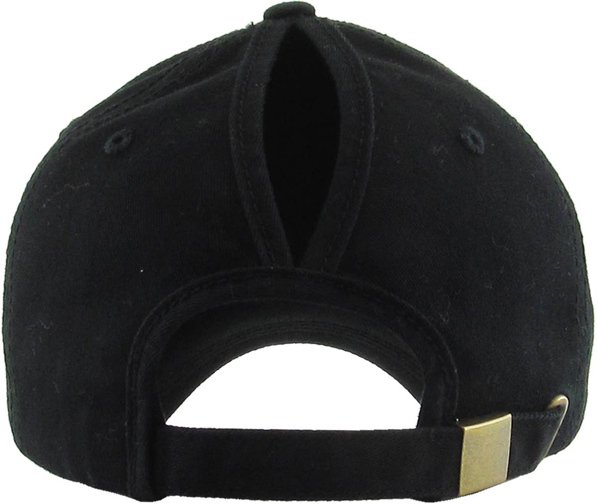 Classic Smooth Cotton Ponytail Ballcap: Black