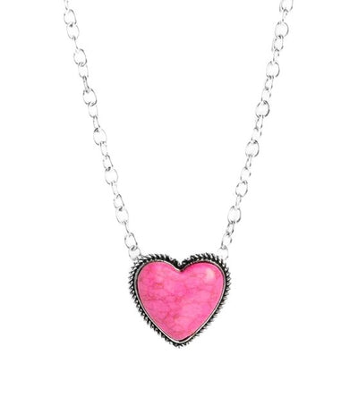 Pink Stone Heart Necklace