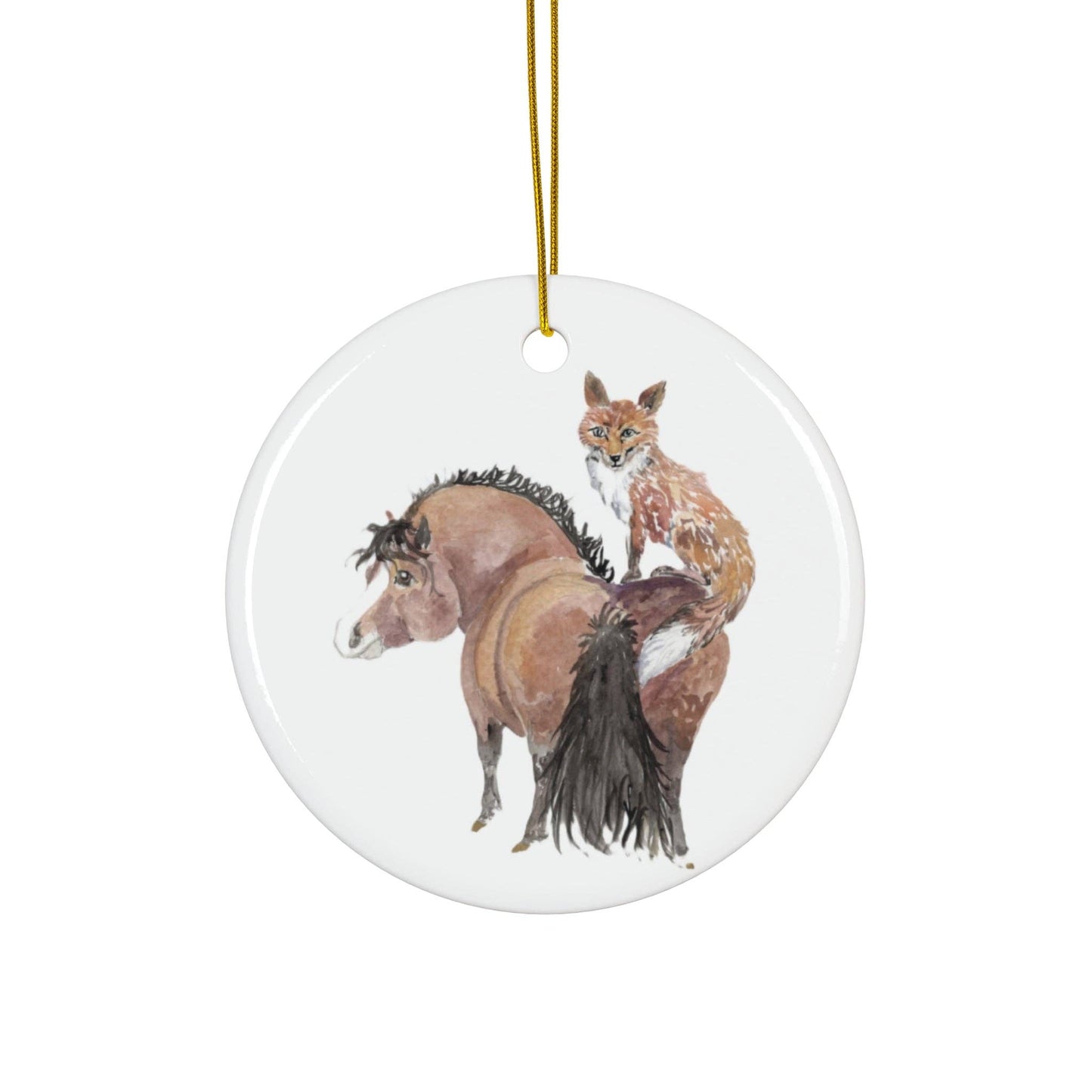 Adorable Chubby Ponies Holiday Ornament: Adorable Little Mistletoe Kiss - Bay Pony with Mistletoe