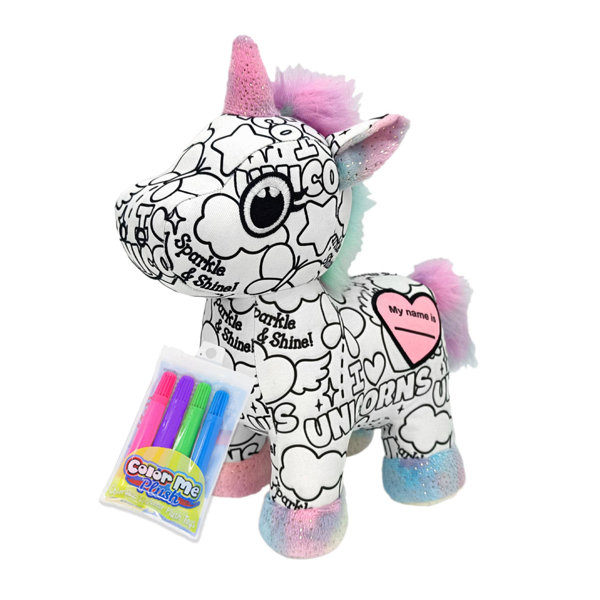 8.5" Unicorn • Color Me Plush™ • Washable Plush