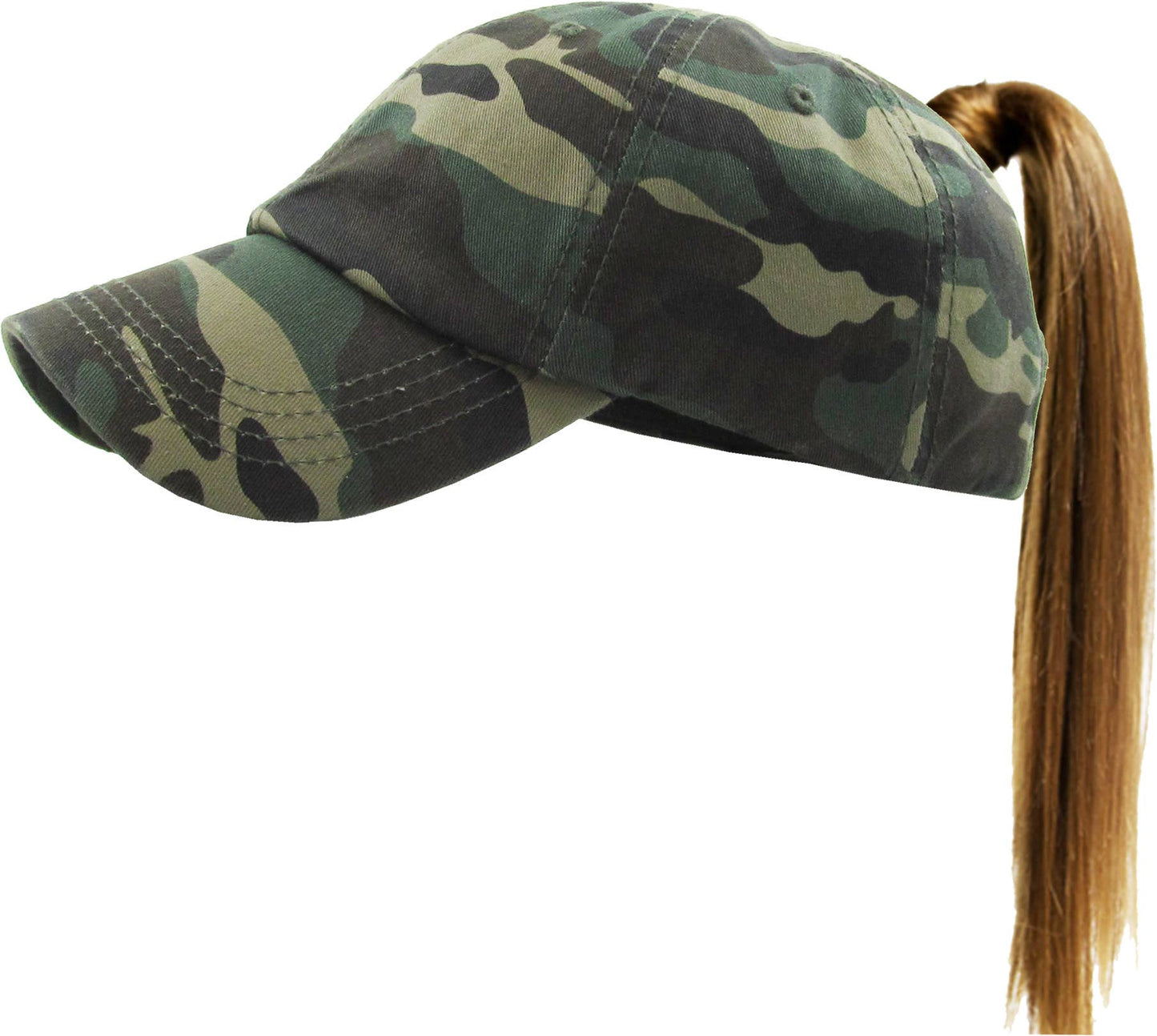 Classic Smooth Cotton Ponytail Ballcap: Camo