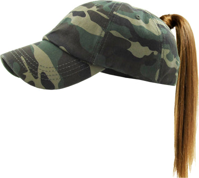 Classic Smooth Cotton Ponytail Ballcap: Camo