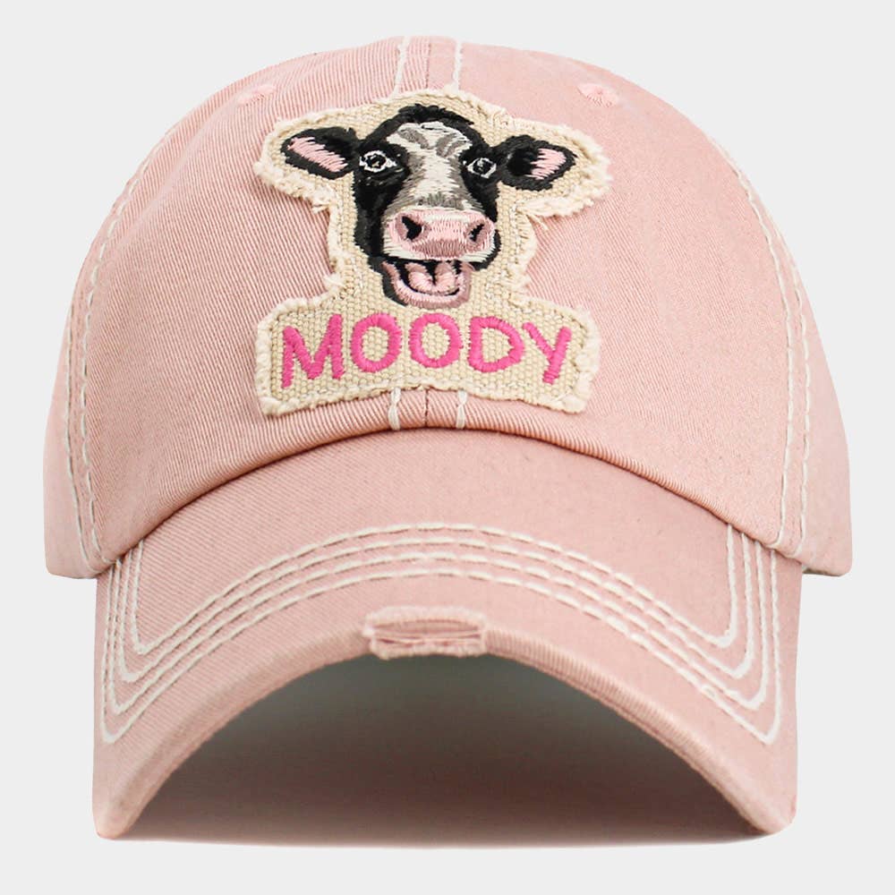 MOODY Message Cow Vintage Baseball Cap
: Rose