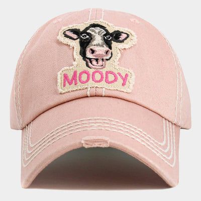 MOODY Message Cow Vintage Baseball Cap
: Rose
