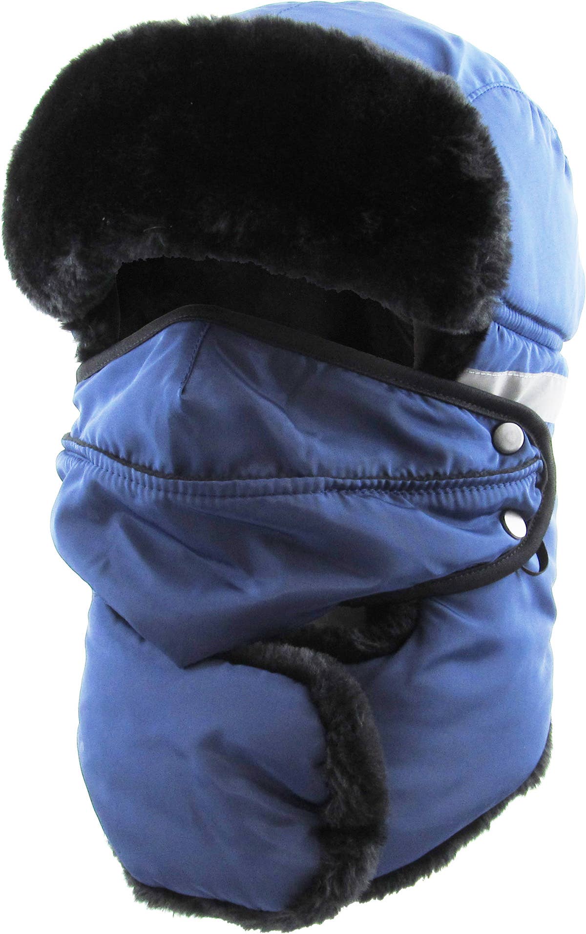 Reflective Strip Trapper With Mask & Neck Warmer: Navy