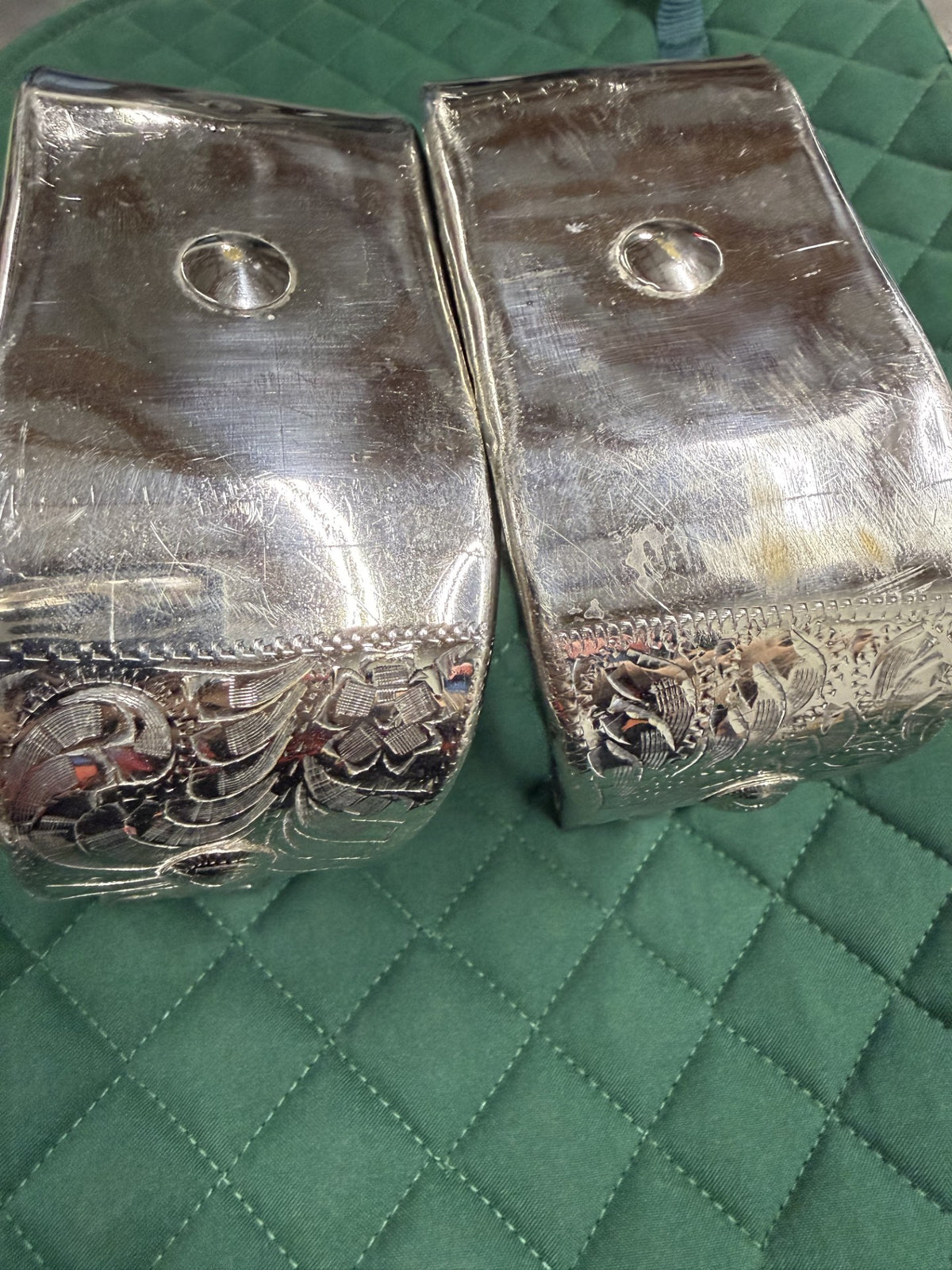 Vintage Engraved Western Show Stirrups (Diablo Style/Monel)