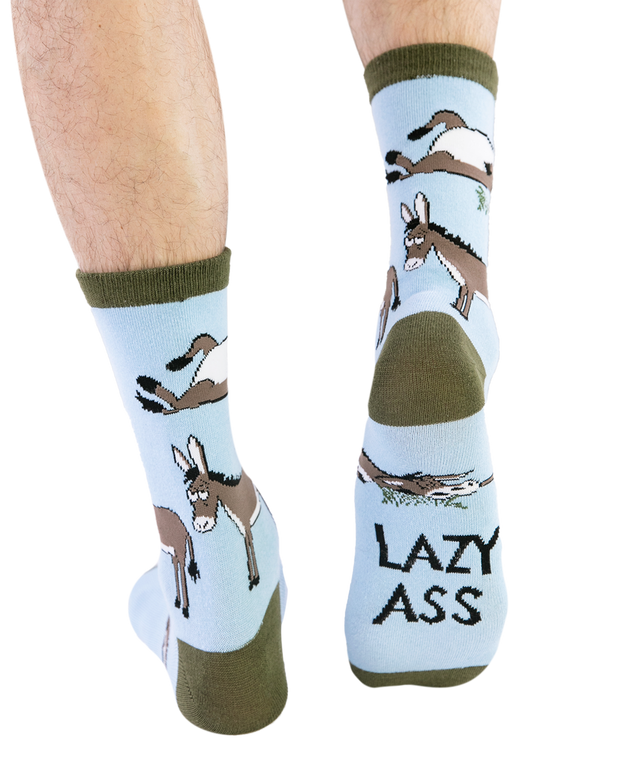 Lazy Ass Donkey Blue Crew Sock