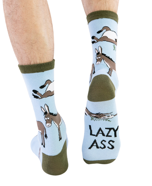 Lazy Ass Donkey Blue Crew Sock