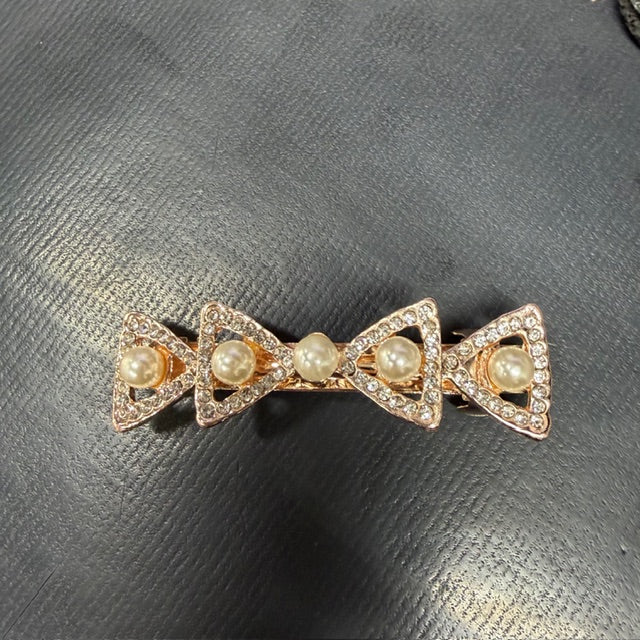 Geometric Pearl and Gem Barrette