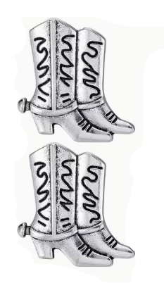 Silver Cowboy Boot Number Pin