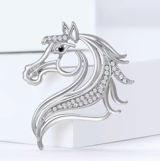 Bedazzled Horse Head Brooch