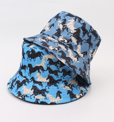 Blue Cartoon Horse Bucket hat