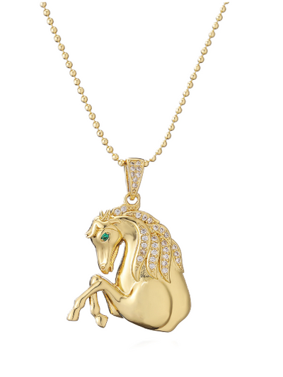Rearing Horse Pendant Necklace