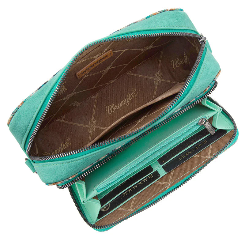 Montana West - Teal Southwestern Pattern Crossbody with Wallet Compartment