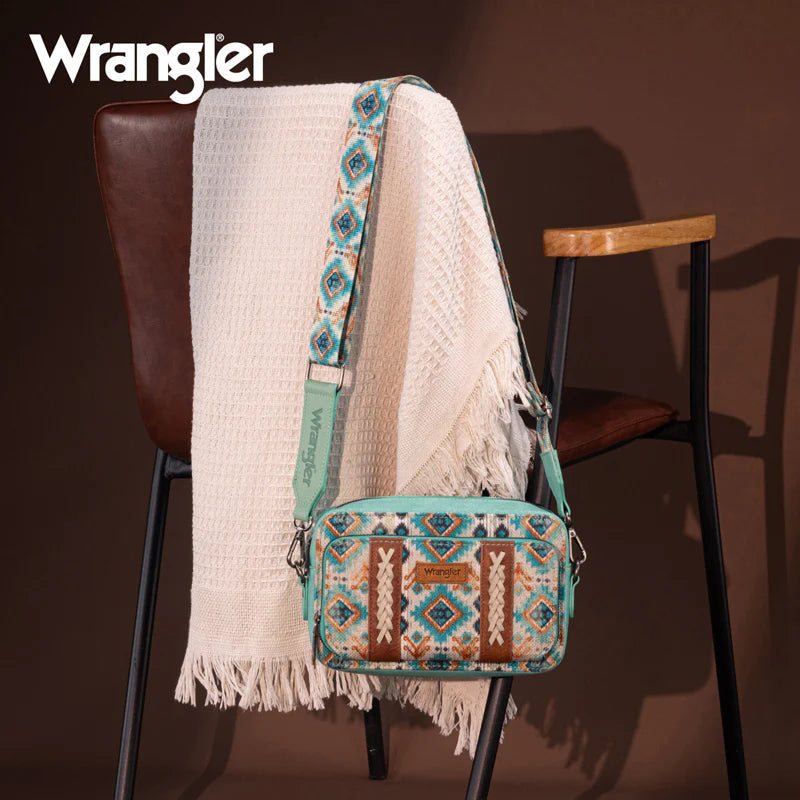 Montana West - Teal Southwestern Pattern Crossbody with Wallet Compartment