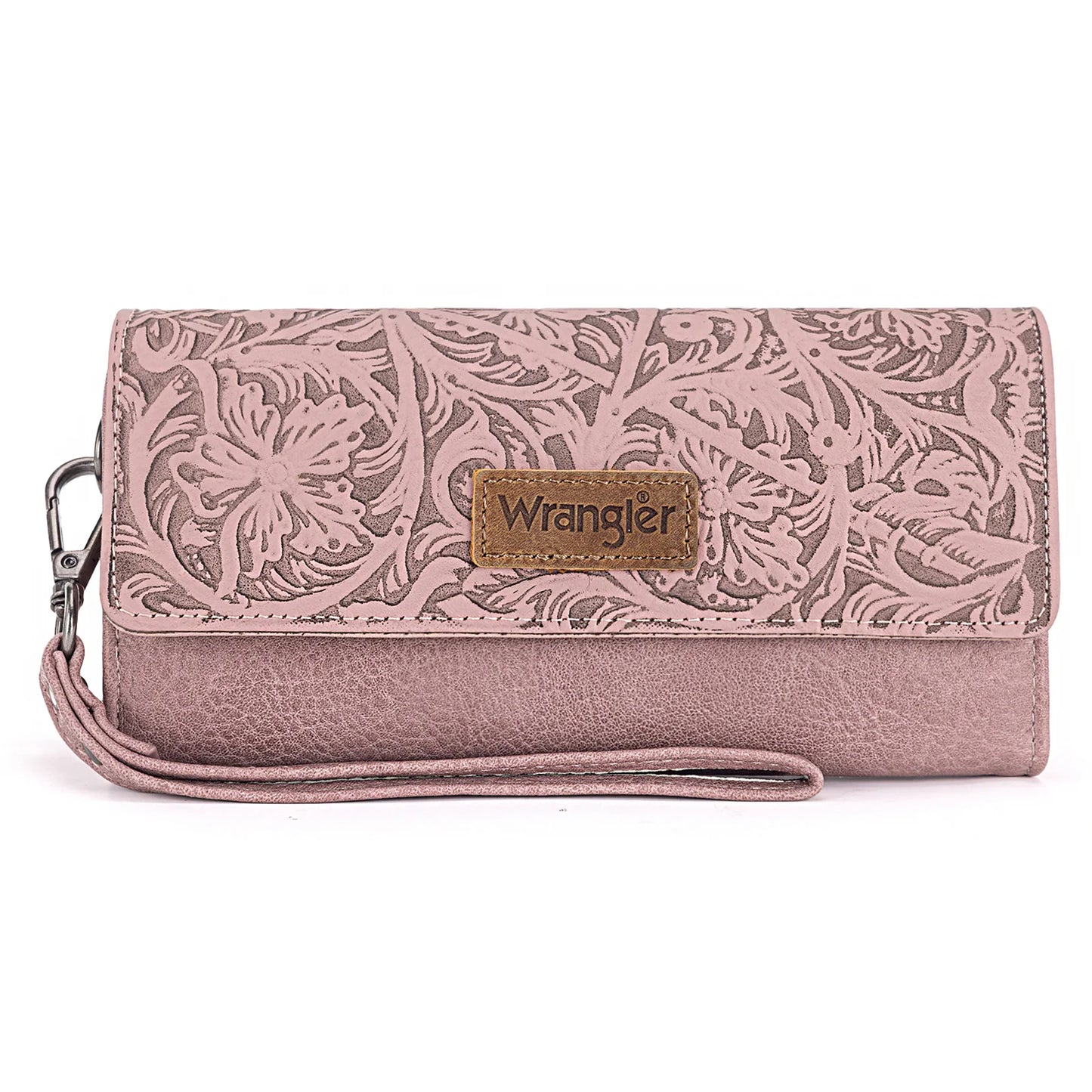 Montana West - Western Floral Tooled Tri-fold Wallet/Wristlet (Pink)