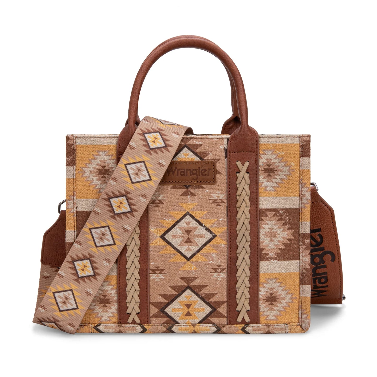 Montana West - Aztec Pattern Dual Sided Print Tote/Crossbody (Tan)