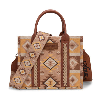 Montana West - Aztec Pattern Dual Sided Print Tote/Crossbody (Tan)