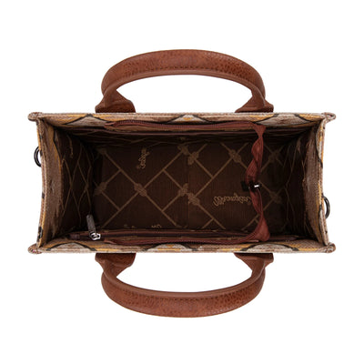 Montana West - Aztec Pattern Dual Sided Print Tote/Crossbody (Tan)