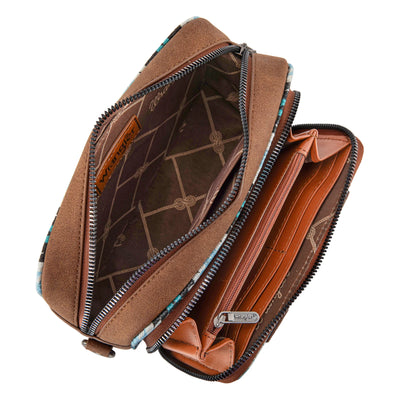 Montana West - Blue Southwestern Pattern Crossbody with Wallet Compartment