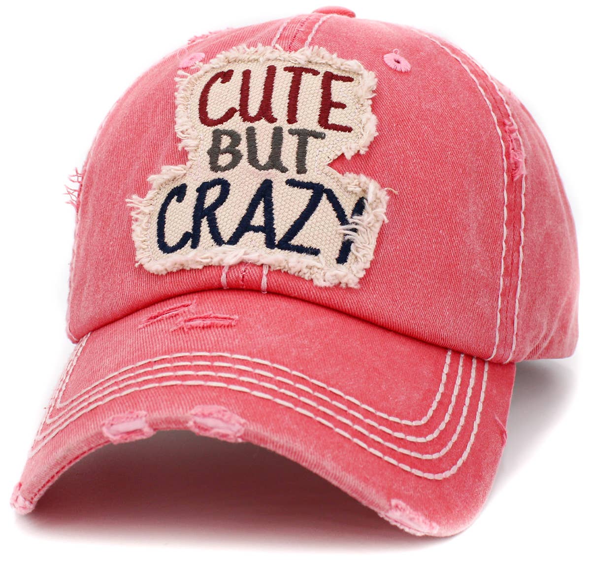 Cute But Crazy Vintage Ballcap: Hot Pink
