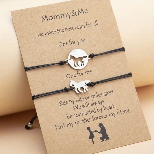Mommy & Me Horse Shape Braided Bracelet Set