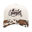 Animal Pattern Brim COWGIRL Message Embroidered Five Panel Canvas Baseball Cap: Black