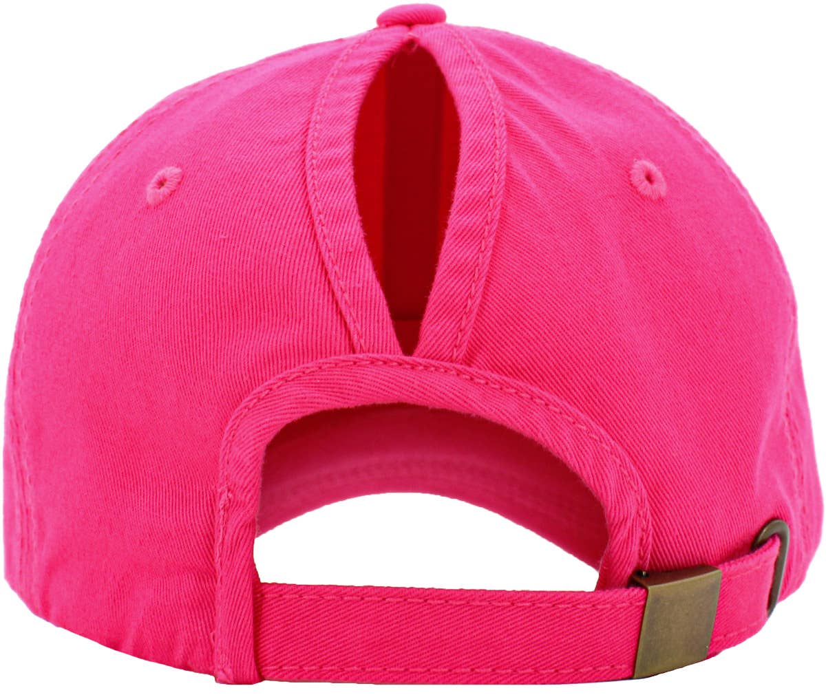 Classic Smooth Cotton Ponytail Ballcap: Hot pink
