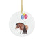 Adorable Chubby Ponies Holiday Ornament: Adorable Little Mistletoe Kiss - Bay Pony with Mistletoe