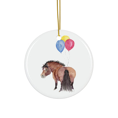 Adorable Chubby Ponies Holiday Ornament: Balloons
