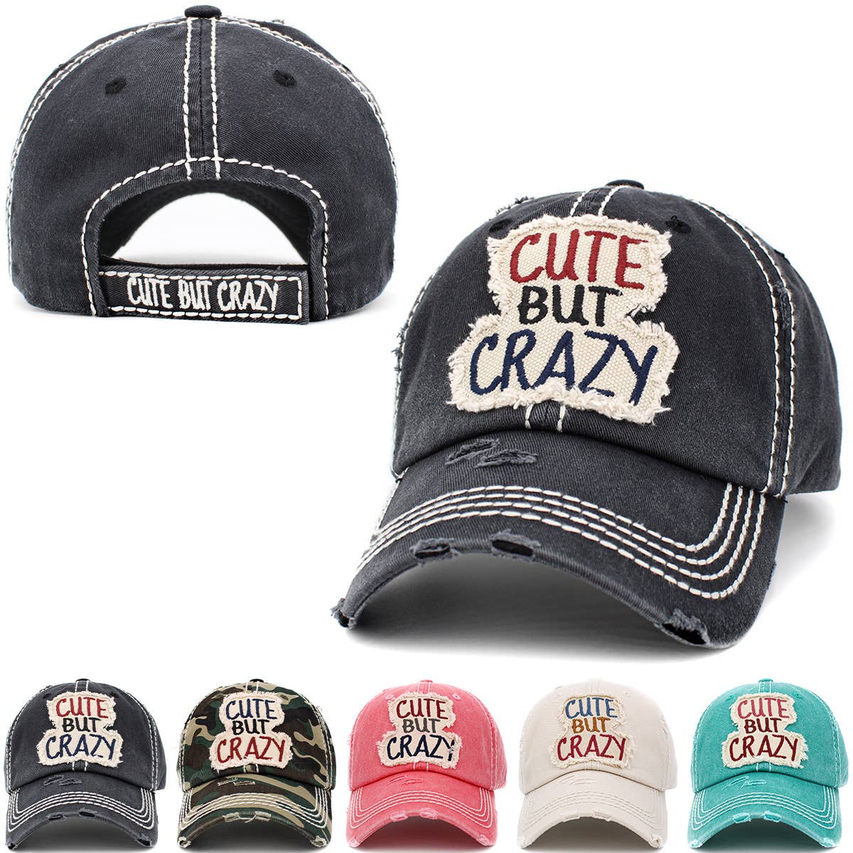 Cute But Crazy Vintage Ballcap: Turquoise