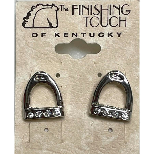 THE FINISHING TOUCH STIRRUP EARRINGS WITH CRYSTAL STONES (SILVER)