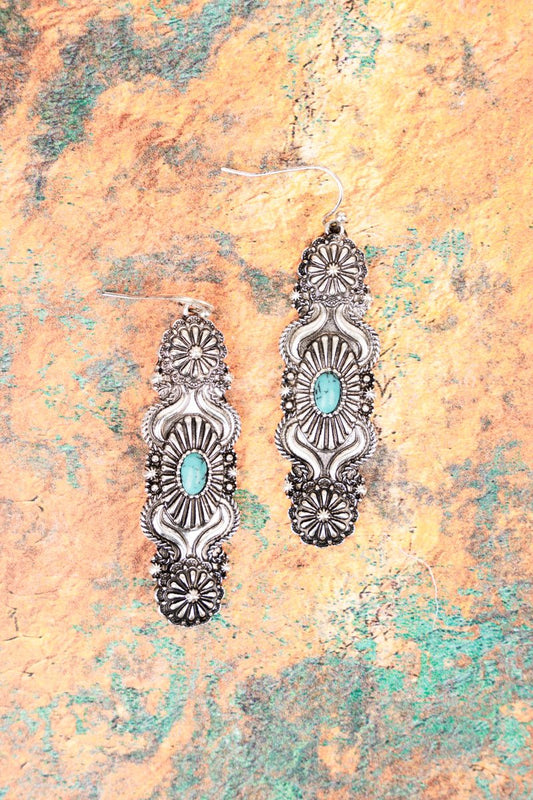 WHITECREST TURQUOISE SILVERTONE EARRINGS