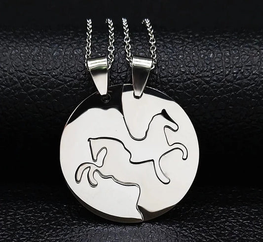 2PCS Horse Stainless Steel Chain Necklace (Friendship Necklace)