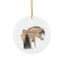 Adorable Chubby Ponies Holiday Ornament: Adorable Little Dragon - Chestnut Pony with Red Bow